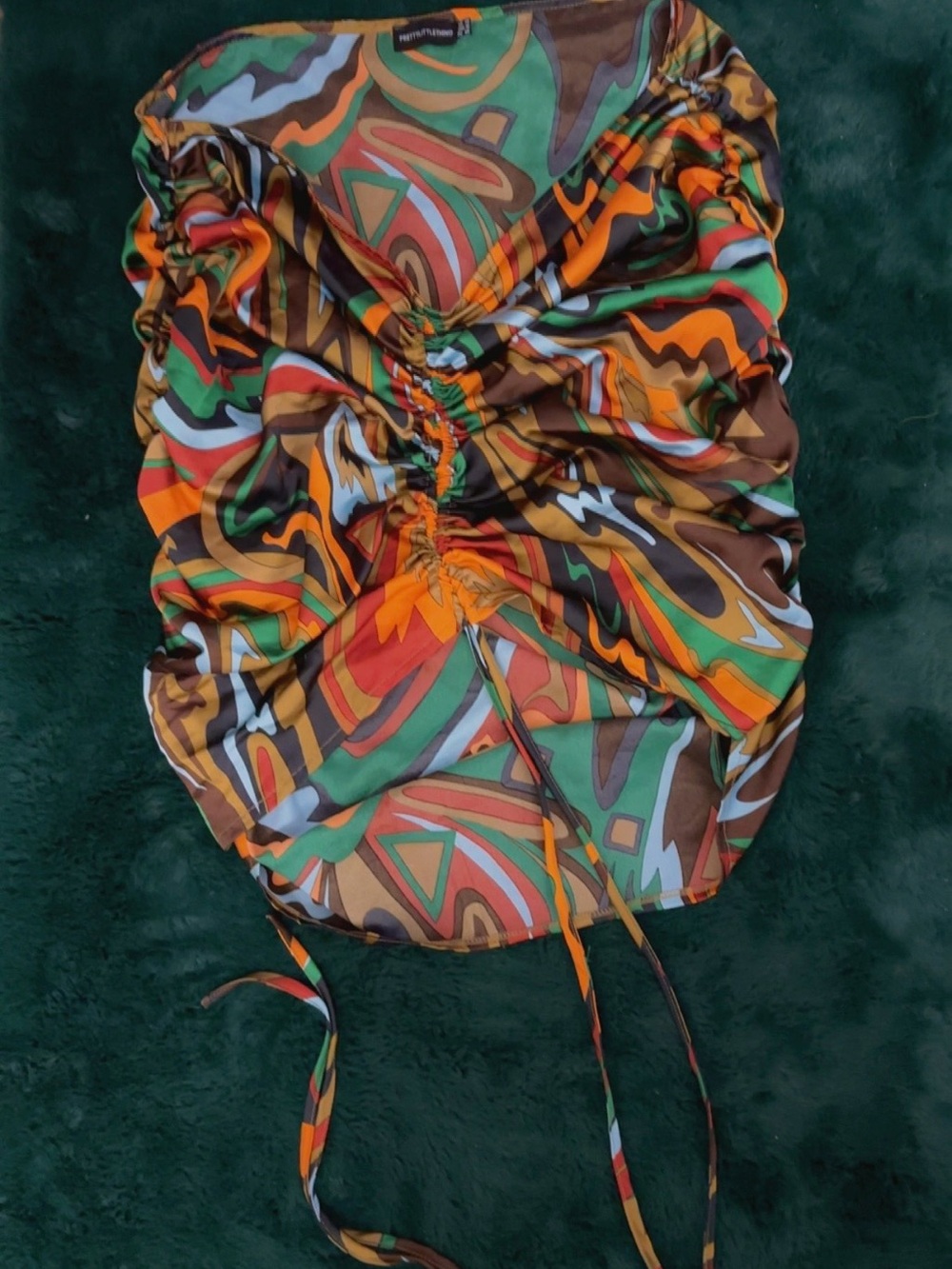 Women’s Ruched Drawstring Shoulder Bag in Multicolor Abstract Print